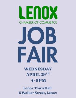 Full time, part time, seasonal; this Job Fair has so many opportunities to explore and be scouted. 

There will be some live onsite “open call” interviews and opportunities to meet and speak to 

@canyonranch @tanglewoodmusicfestival @prospectberkshires @doctorsaxhouse @ventforthall @shakeandco @avaloch.inn @adamscommunitybank @berkshirehealthsystems @sugarandthyme413 @thegiftedchild413 @trustco_bank_1902 and more!!

See you Wednesday 4-6pm at Lenox Town Hall!