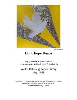 Another way to plug into ARTWEEK BERKSHIRES. 

An eight day opportunity to stop by the Welles Gallery at the Lenox Library to see the juried Art Show, “Light, Hope, Peace” from the Lenox Memorial High School Students 

@lenoxlibrary