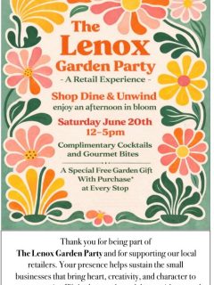 This Menu ❤️ 🤤

Saturday June 20th is sure to be an experience not to be missed. We hope you join us for this year’s festive, thoughtfully curated Lenox Garden Party from 12-5 in the Village 

#lenoxma #lovelenox #gardenparty