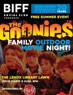 The BIFF Social Club presents a FREE family outdoor movie night at the Lenox Library brought to you by BIG Y, your family market.
When: Monday, August 3rd
Where: Lenox Library’s Roche Reading Park
Time: Movie starts at Dusk, at 8PM
Rain Date: Monday, August 10th
Join us at 7pm to picnic, BIG Y popcorn, face painting and fun!