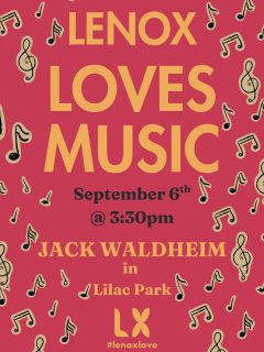 Keeping the music going while we can outside ❤️
September Lenox Loves Music is here!
Sundays @ 3:30 in partnership with @berkshiremusicschool in Lilac Park.
This Sunday September 6th is Jack Waldheim @jack_waldheim_music