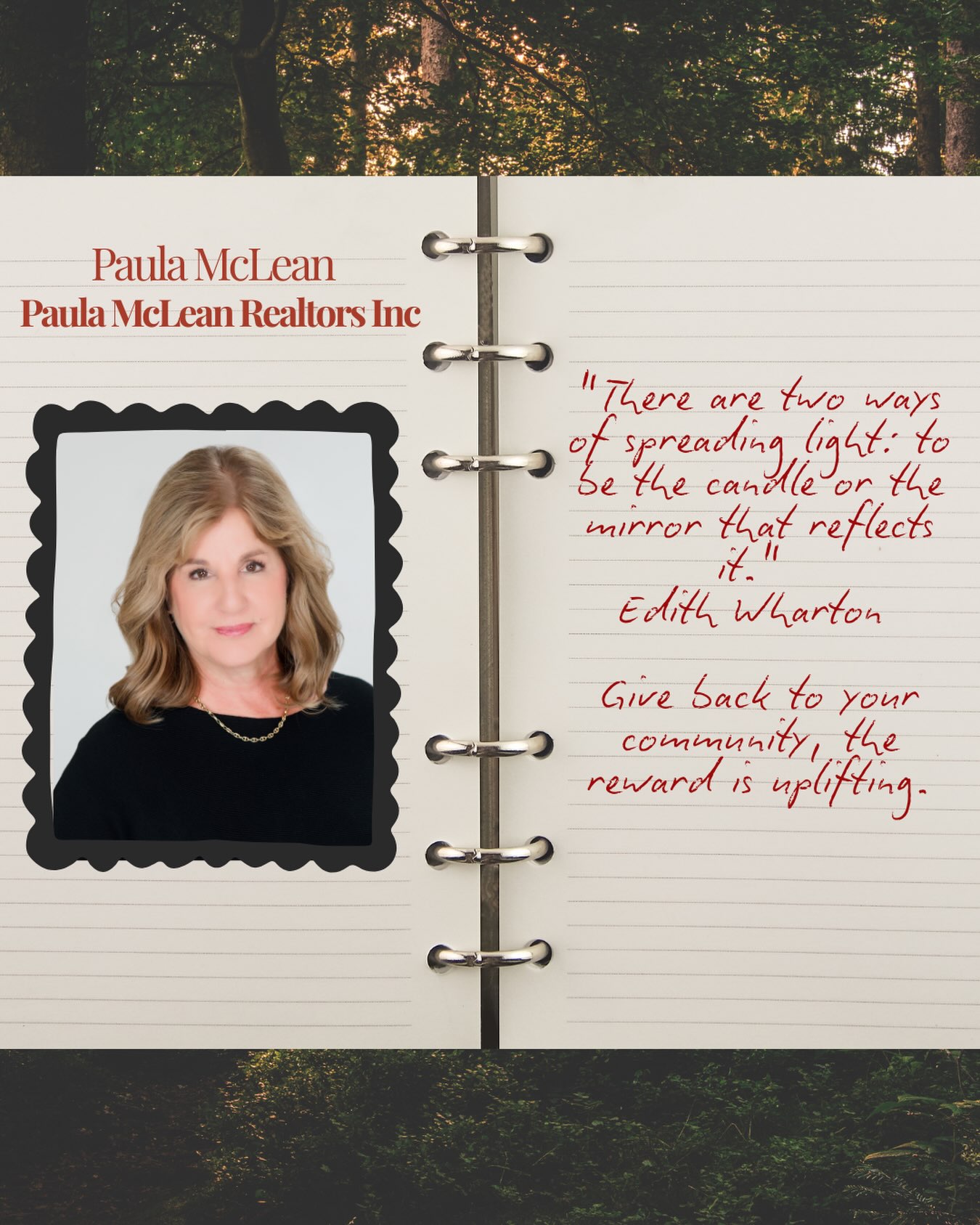“There are two ways of spreading light: to be the candle or the mirror that reflect it”. - Edith Wharton
“Give back to your community, the reward is uplifting.”
Paula McLean
Paula McLean Realtors Inc
@pmcleanrltr
#womeninbusiness #bethelight #lovelenox